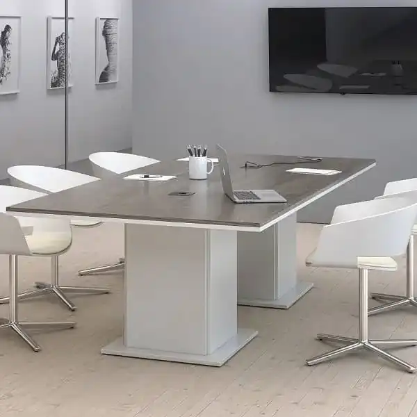 Mesa de reuniones base blanca