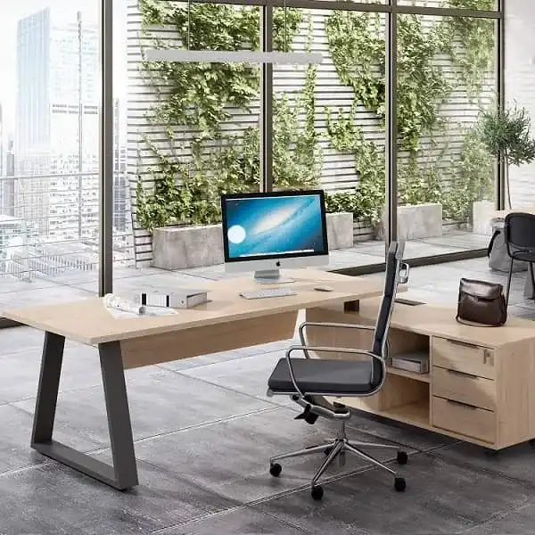 Mesa de oficina y mesa de reuniones grande de estilo industrial