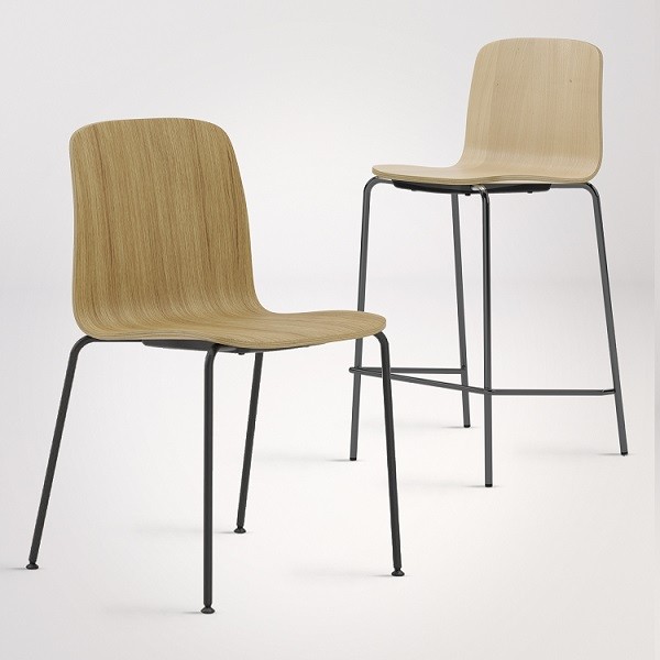 Silla y taburete contrachapado para sala espera