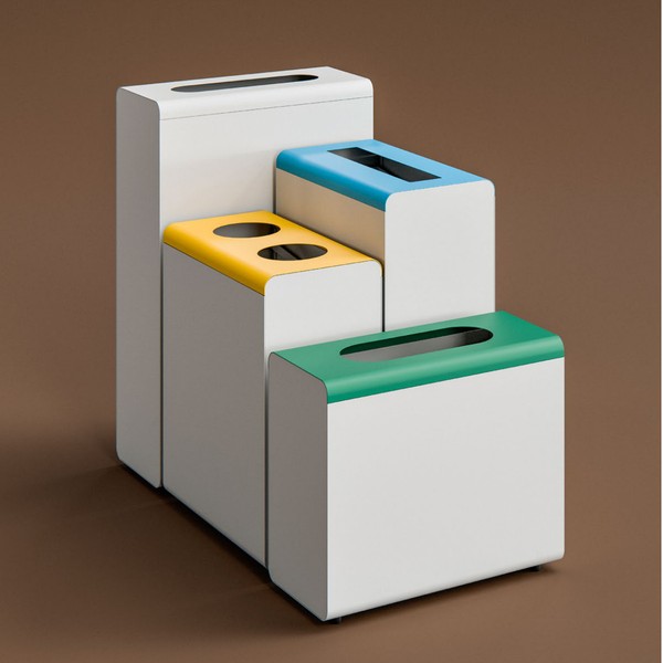 Papelera de reciclaje con cabezal extra�ble por colores de 25 a 49 L